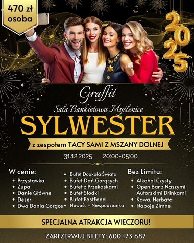 Sylwester Myślenice - Sala Bankietowa Graffit
